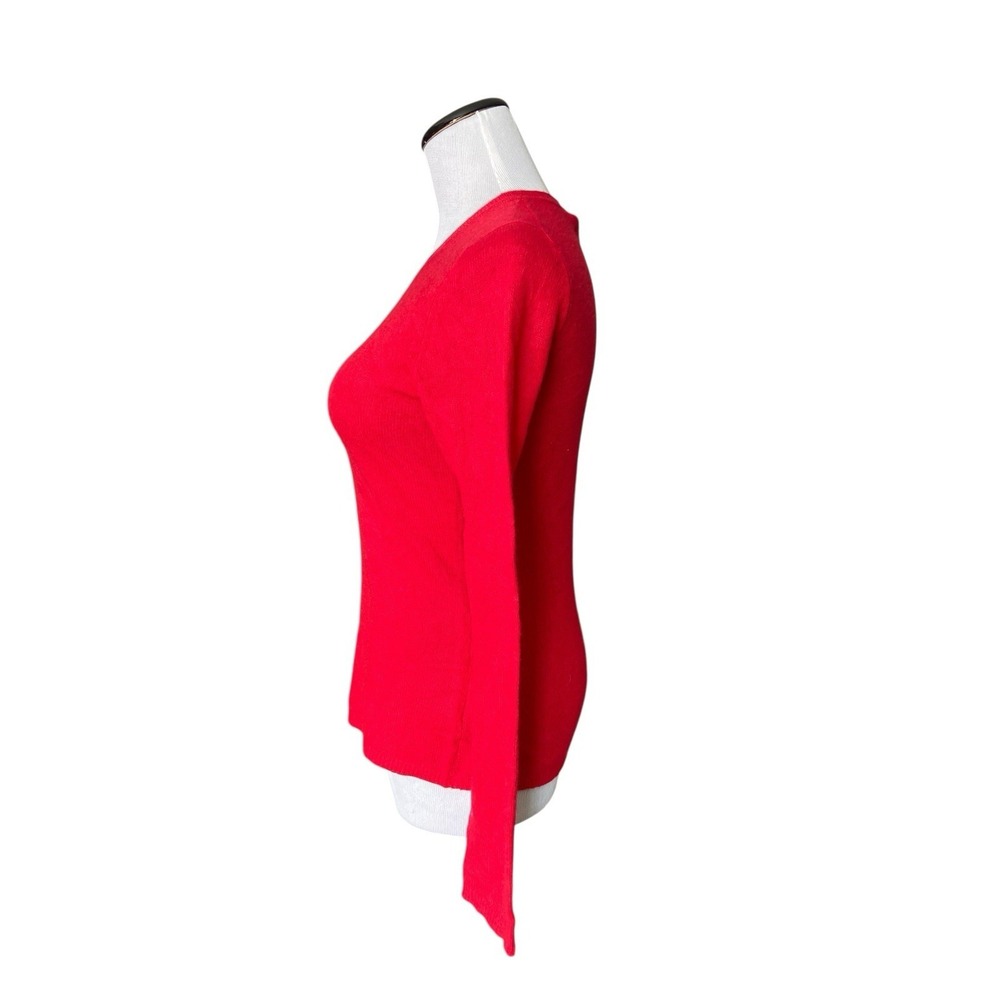 Red Cashmere Crewneck Sweater Womens Size S Quiet Luxury Valentines Holiday Cozy - Picture 2 of 8